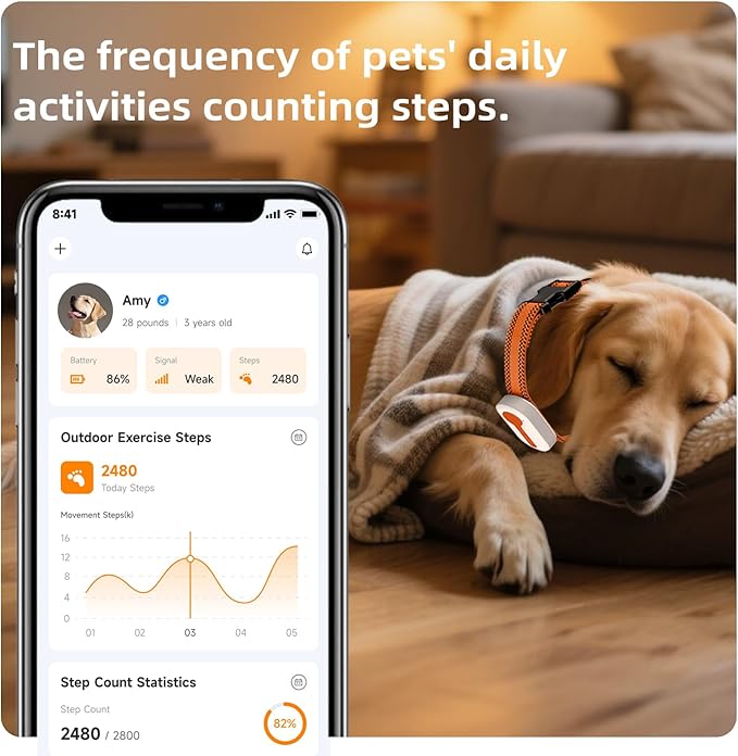 ROTX Dog GPS Tracker Real-time Tracker Alerts Virtual Fence Location for Pet Over 11.06lbs Dog Cat Collar Attachment of Random Color Subscription Required Waterproof IP67 Health & Wellness White