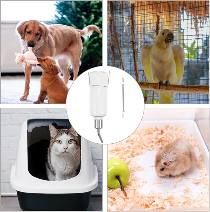 VILLCASE Hanging Water Dispenser, Dog Parrot Water Feeder for Small Automatic Dispenser Plastic Pet Bottle No-Spill Pet Feeder Hamster Kettle Travel Small Animals Accessories