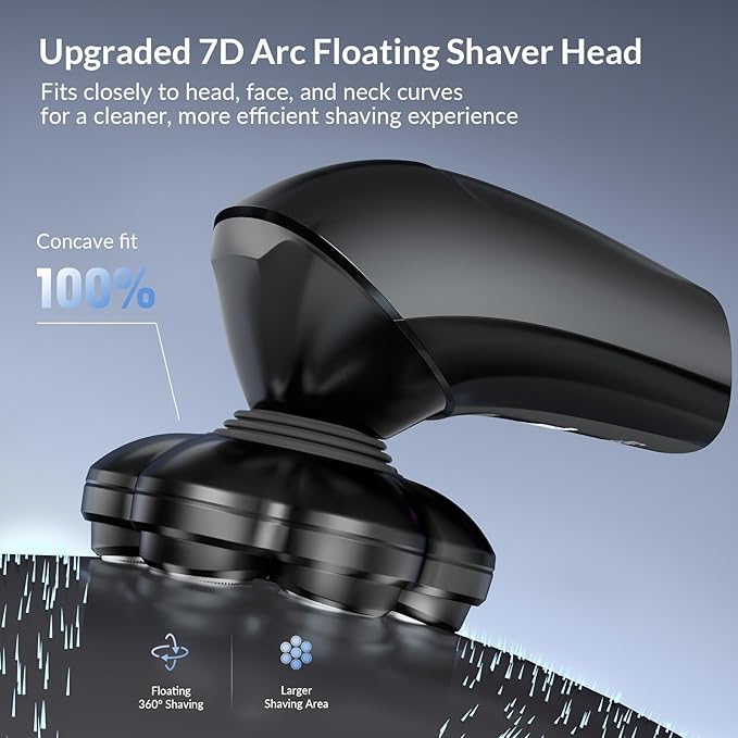 Head Shavers for Bald Men - 7D Arc Electric Razor with Magnetic Detachable Head, Waterproof Wet Dry 5-in-1 Electric Shaving & Grooming Kit, LED Display Rechargeable Head & Body Hair Shaver