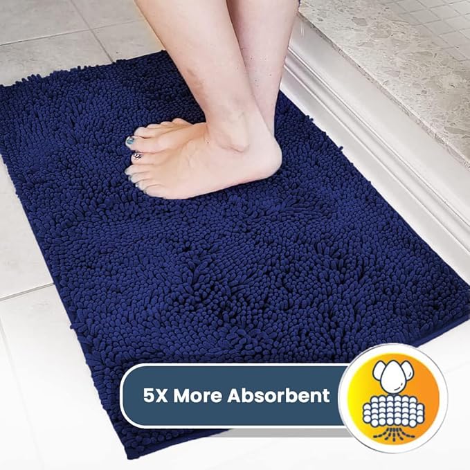 Muddy Mat® | Super Absorbent Door Mat Indoor, Microfiber Quick Dry Chenille Entryway Rug, Non-Slip Front Door Mat, Indoor Mats for Entryway, Machine Washable Pet Rug, Navy Blue XL 59"X35"