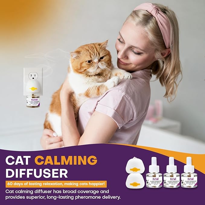 Cat Calming Diffuser 5 Pack Includes 2 Diffusers Machines & 3 Refills Pheromone Plug-In for Cats Reduce Anxiety Aggression Stress Scratching & Spraying Long Lasting Calming Diffuser Kit for All Cats