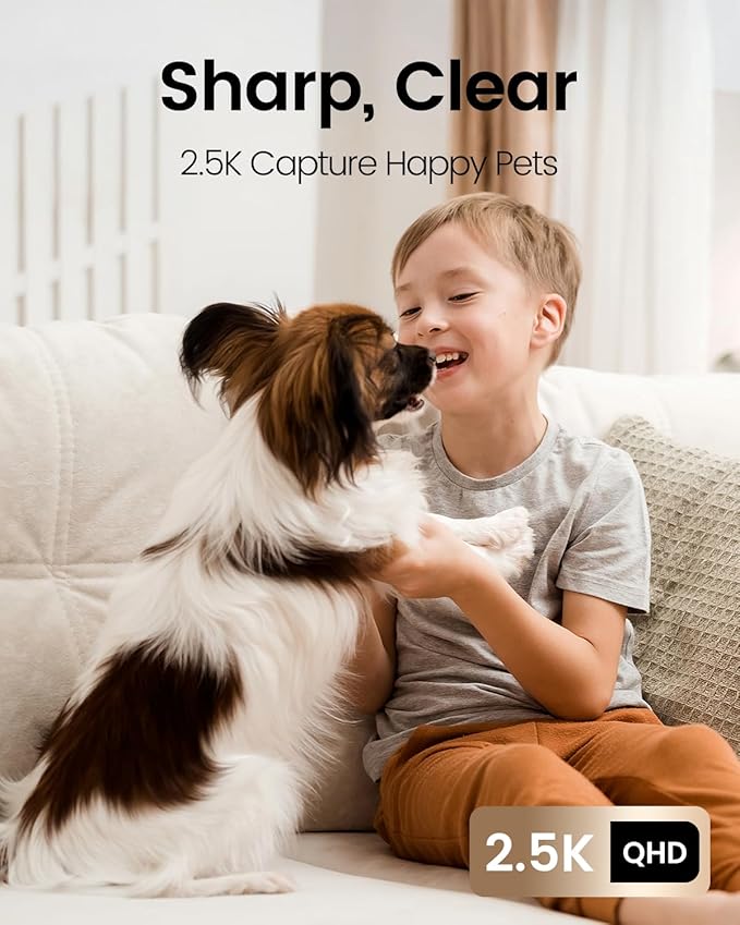 VIMTAG Indoor Pet Camera 2.5K Pan/Tilt WiFi Dog Cat Cam Puppy Doggy Cameras w/Motion Detection 2-Way Audio Night Vision Phone App Cloud & SD Card Storage, Compatible with Alexa, Black