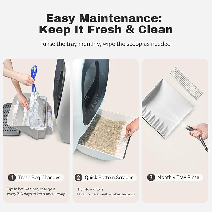 Self Cleaning Litter Box Auto Refill, Automatic Robot Litter Box for Multiple Cats, Hand-Like Rake Scooping/Odor Control System/6 x Safety Sensor/5G App Control, Large 80L Kitty Box Waste Disposal