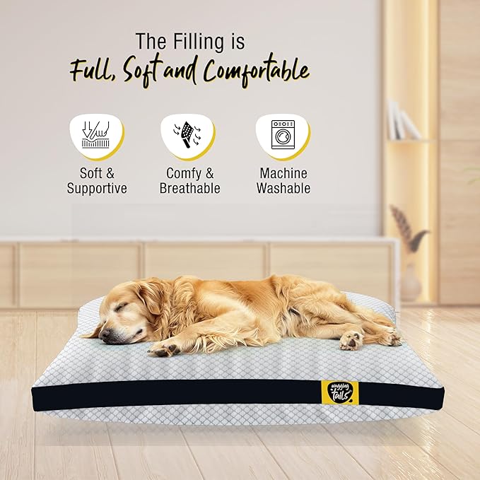 Wagging Tails Dog Bed Mattress with Waterproof Washable Removable Cover | Microfiber & Shredded Memory Foam Dog Crate Bed | Durable, Soft, Cozy Comfort Sleeping Bag for Dog, Cat & Pets | Small