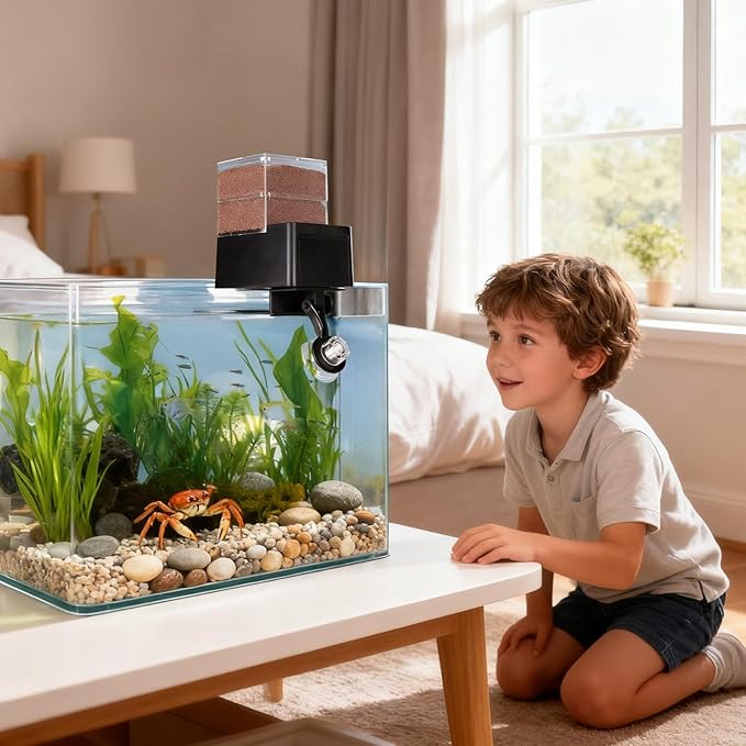 Automatic Fish Feeder, with Timer, 5-Speed Adjustable, Automatic Aquarium Feeder, Fish Tank Pet Supplies, Airtight Food Storage Compartment, for Turtle Betta Shrimp Pond