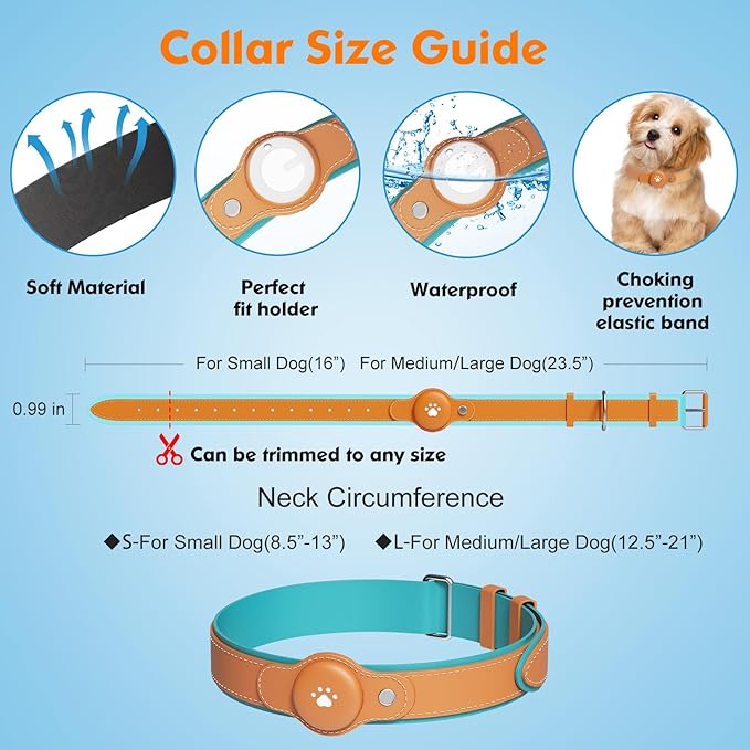 2-in-1 GPS Tracker for Dogs: Smart Collar with Real-Time Location, No Monthly Fee, Unlimited Range (iOS Only) GPS Tracker Dog Collar- Ideal for Small, Medium Large Dogs(Tracker Included) (Brown)