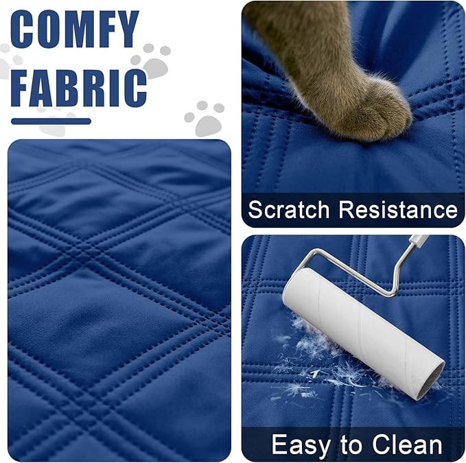 Smiry Waterproof Dog Bed Cover Blanket 30x53, Soft Reversible Pet Blanket, Washable Leakproof Cats Dogs Couch Cover for Sofa, Couch, Furniture, Lattice, Navy/Blue