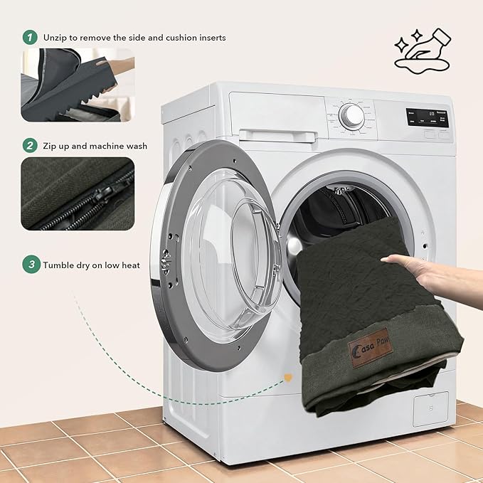 Orthopedic Dog Beds for Extra Large Sized Dogs, Waterproof Memory Foam XL Pet Bed with Sides 48x30Inch, Non-Slip and Egg-Crate Foam Big Dog Couch Bed with Removable Washable Cover, Dark Green