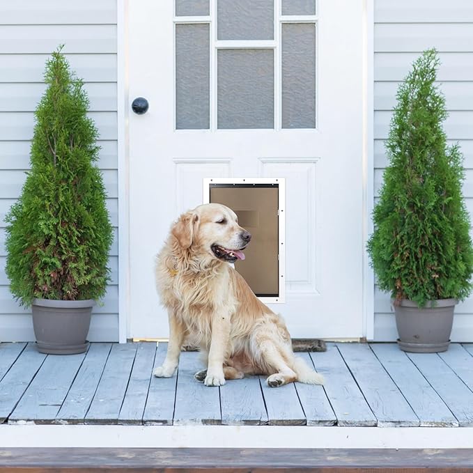 Extra Large Dog Doors with with Strong Aluminum Frame, Automatic Closing & Durable Flap for Energy Efficient, Lockable Closing Panel & Easy to Installation