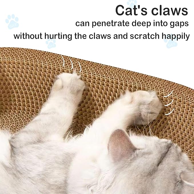 Cat Scratcher Bed, 19.6x12.5 inches Cardboard Cat Scratching Board, Large Cat Scratchers for Indoor Cats, Bowl-Shaped Cat Scratch Pad Bed with Catnip