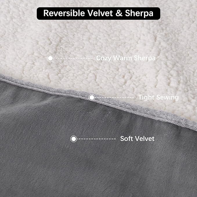 Waterproof Dog Blankets for Large Dogs, Washable Pet Blanket for Indoor Cats, Plush Sherpa Puppy Throw Furniture Protector for Bed Couch Sofa(40"x50",L,Darkgrey)