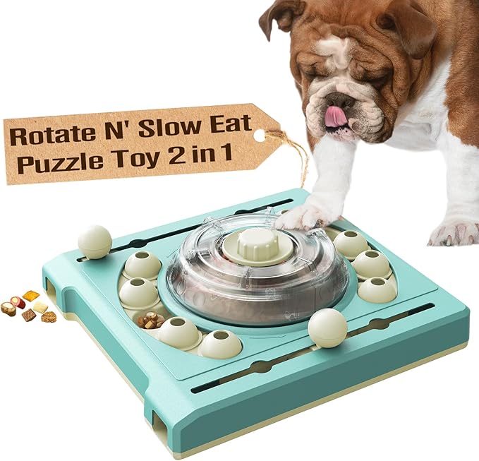 KADTC U.S. Brand & Design -2 Levels of Challenge - Spinning Dog Puzzle Toy for Small/Medium/Large Dogs Puzzles Feeder Treat Slow Dispenser Puppy Food Feeding Enrichment Toys Christmas & New Year Gift