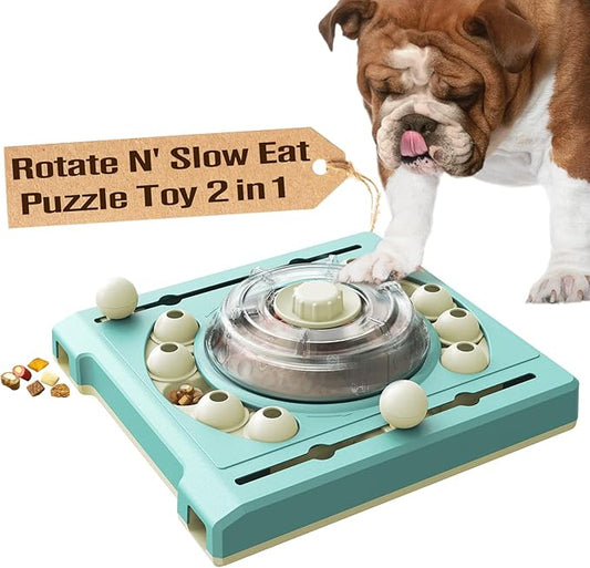 KADTC U.S. Brand & Design -2 Levels of Challenge - Spinning Dog Puzzle Toy for Small/Medium/Large Dogs Puzzles Feeder Treat Slow Dispenser Puppy Food Feeding Enrichment Toys Christmas & New Year Gift
