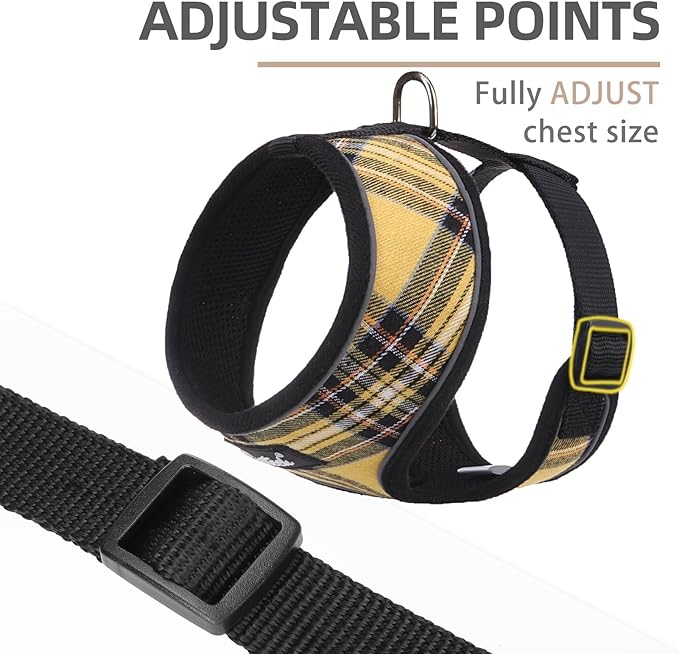 PUPTECK Soft Mesh Dog Harness and Leash Set Pet Puppy Cat Comfort Padded Vest No Pull Harnesses, Yellow, M