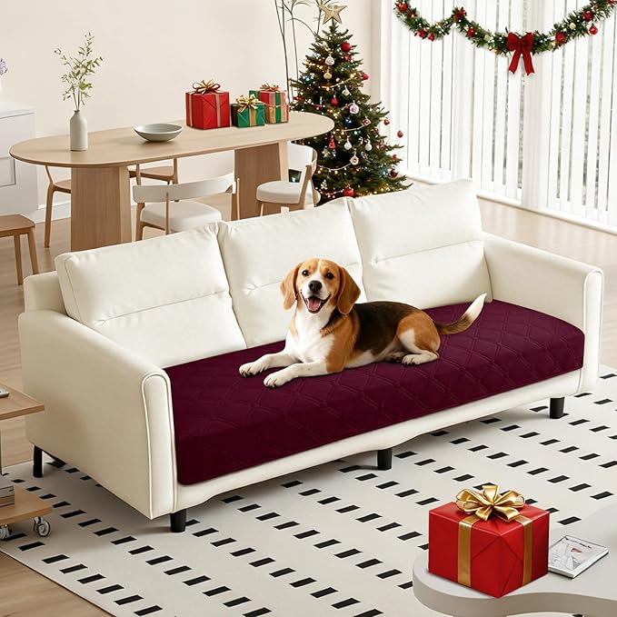 Waterproof Dog Bed Cover Pet Blanket, Soft Couch Cover for Dogs Washable, Non-Slip Dog Blanket Protect Furniture Couch Sofa Car for Puppy Large Dogs Cat Christmas (30x70 Inch, Burgundy)
