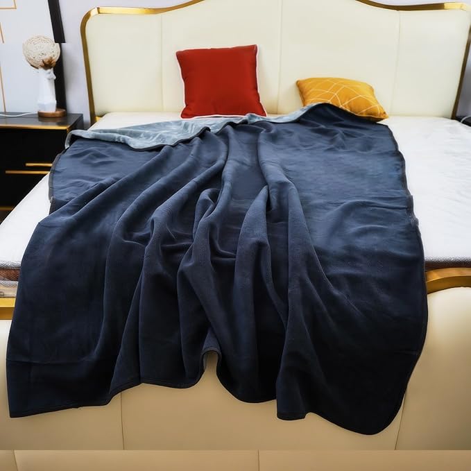 Waterproof Blanket for Bed Couch Sofa, 60"x80" Reversible & Washable, Waterproof Blanket Queen Size, Waterproof Bed Blanket, Water Resistant Blanket (Dark Grey/Silver Grey)