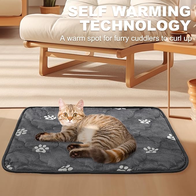 BINGPET 4 Pcs Self Warming Cat Bed, Warm Thermal Self Heating Mat for Indoor/Outdoor Cats, Dogs & Kittens - 16" 20"