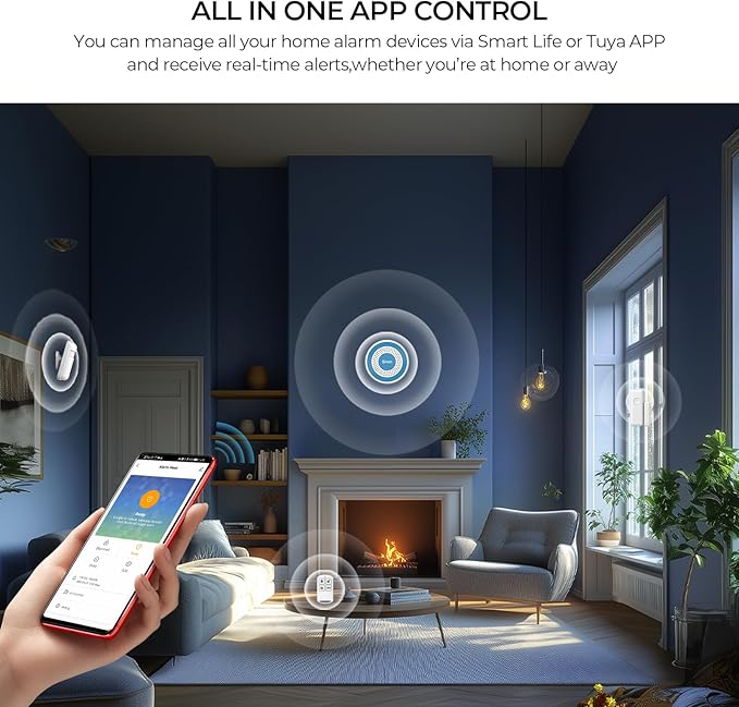 PGST Wireless Alarm System,Smart Home Security System with Phone App Alerts,20 Piece Door Alarm Kits with Door/Motion Sensors,SOS Button,Work with Alexa for Villa,Apartment,The Elder and Kids Safety