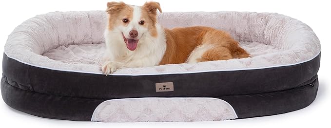 Orthopedic Dog Bed Couch for Large Sized Pets with Egg Foam Support, Four-Sided Bolster Cushions, Soft Tear-Resistant Fabric, and Removable Machine Washable Plush Cover