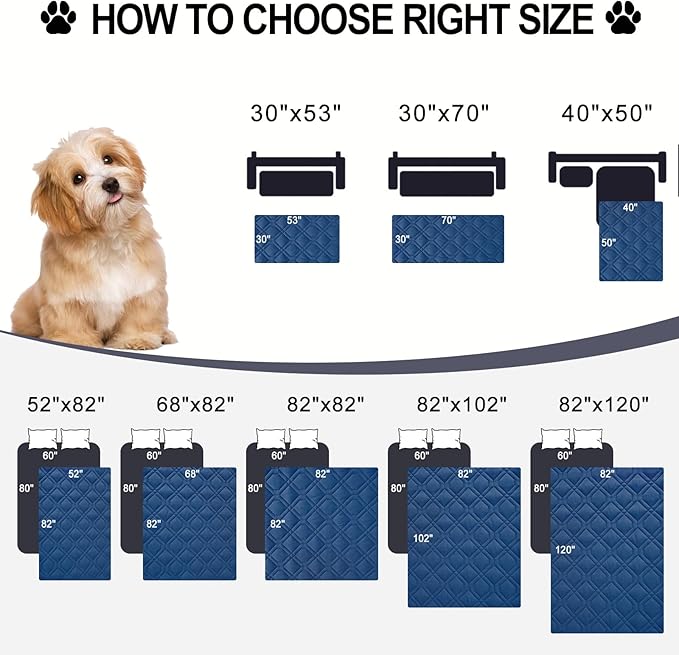 Smiry Waterproof Dog Blanket, 40x50 Inch Soft Pet Bed Cover Reversible, Washable Sofa Couch Furniture Protector for Small Medium Large Dog Puppy Cat, Geometric, Navy/Blue