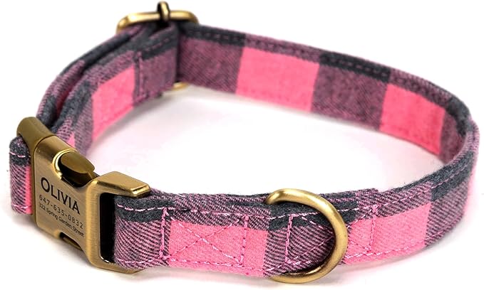 Personalized Dog Collar with Name and Phone Number Engraved,Adjustable Custom Puppy Collar,Organic Cotton Pet Collar for Small Medium Large Boy Girl Dogs