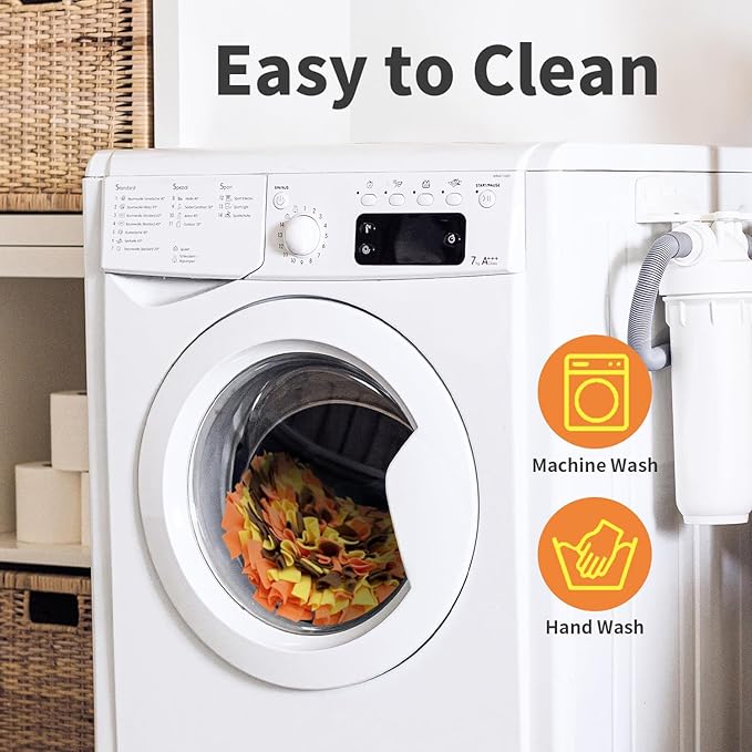 Pet Snuffle Mat for Dogs, Dog Feeding Mat, Nosework Training Mats for Foraging Instinct Interactive Puzzle Toys (Orange&Yellow&Brown)