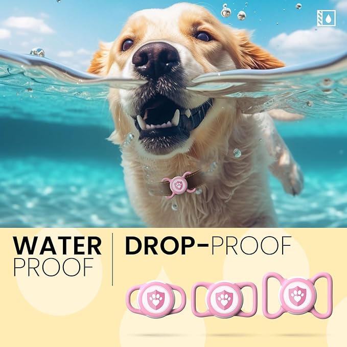 Waterproof AirTag Dog Collar Holder for Apple Tracker Pink