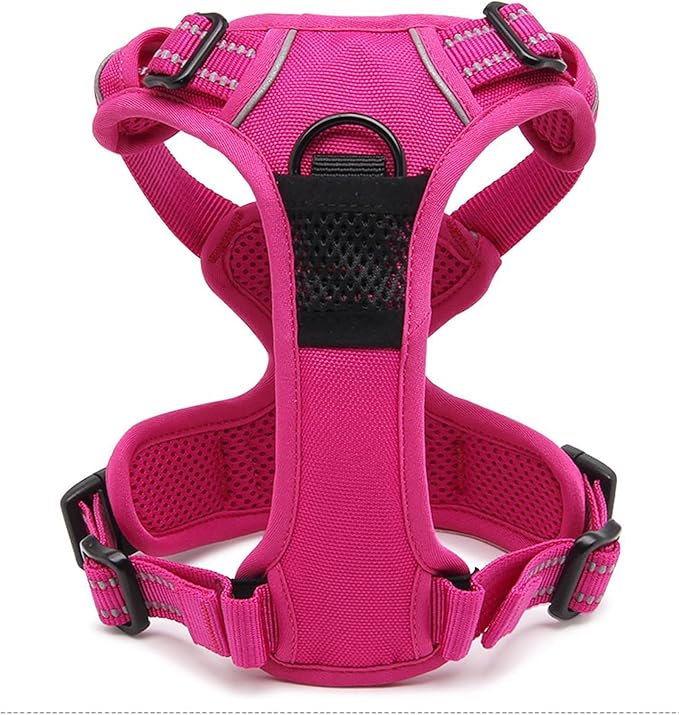 TRUE LOVE Adjustable No-Pull Dog Harness Reflective Pup Vest Harnesses Comfortable Control Brilliant Colors Truelove TLH5651(Fushcia,L)