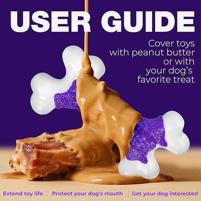 6-Pack Tough Dog Chew Toys for Aggressive Chewers Large Medium Breed Bacon Flavor, Bone Toy Dog, Nylon Heavy Duty Extreme Indestructible Teething Training