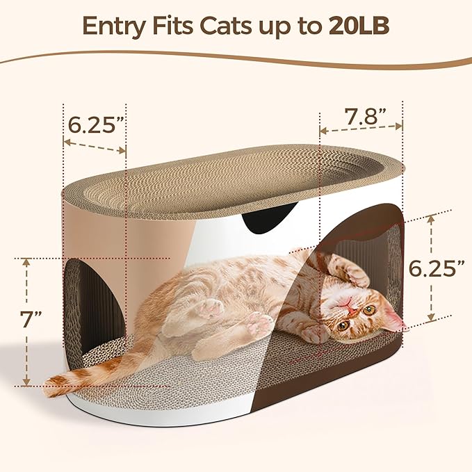 Big Cat Scratcher Lounge, Corrugated Cardboard Cat Scratcher House with Hole, Large Scratching Lounger Bed, Cat Scratching Pad for Indoor Cats as Furniture Protector, Rabbit Cardboard House