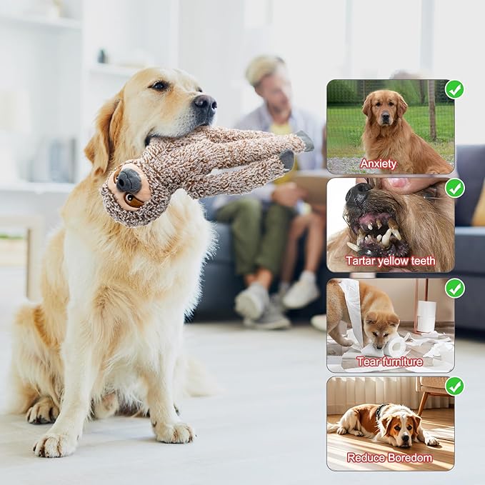 Cattle No Stuffing Dog Toys for Large Dogs, Squeaky Crinkle Interactive Dog Animals, Plush Teething Toys to Keep Them Busy, Cute Funny Dogs Gifts for Small Medium Large Breed