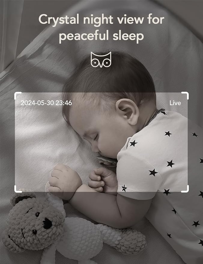 nooie Upgrade 5G Baby Monitor WiFi Smartphone, 2K Baby Camera Monitor 360 Pan & Tilt, HD Night Vision, Temperature Sensor, AI Motion Track, Two-Way Audio, Cry/Sound/Motion Detection, Works with Alexa