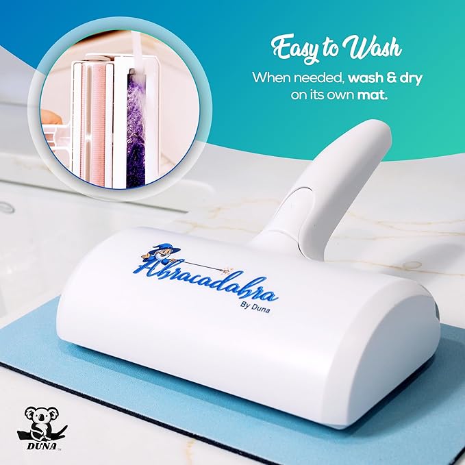 Duna Abracadabra Washable Dual Roller Pet Hair Remover – Original Size Reusable Lint Roller for Cat & Dog Hair on Furniture, Couch, Carpet, Car, Rugs & Bedding – Portable, Eco-Friendly