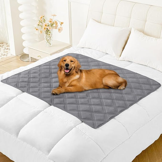 Smiry Waterproof Dog Bed Cover Blanket 40x50, Soft Reversible Pet Blanket, Washable Leakproof Cats Dogs Couch Cover for Sofa, Couch, Furniture, Lattice, Grey/Dark Grey