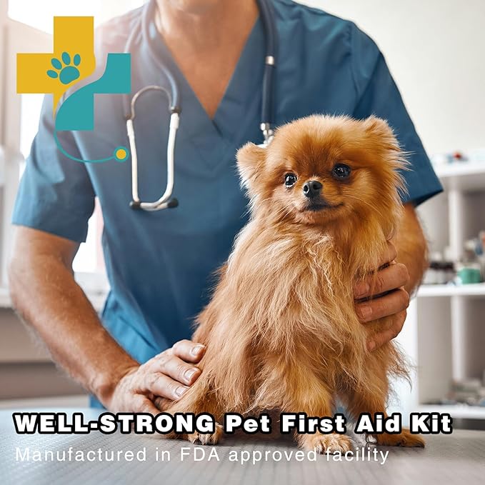 Pet First Aid Kit - Vet-Approved Survival Essentials for Dogs & Cats | Immediate Care Emergency Supplies with Trauma Pad, Tweezers & Bandages | Compact Travel Kit for Home, Camping, Car