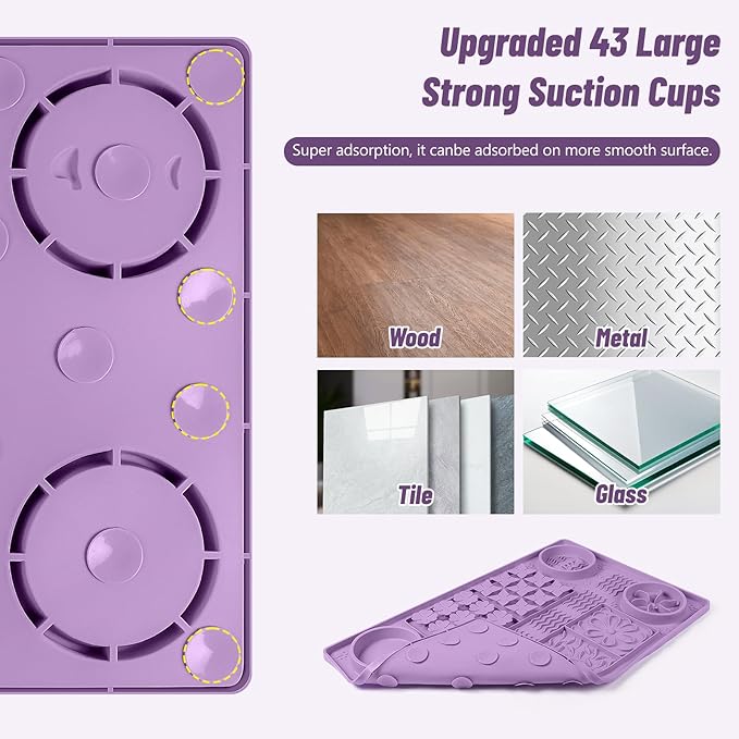 Large Silicone Snuffle Mat, 32"x 20" Dog Lick Mat with Suction Cups, Slow Feeder for Small | Medium | Large | Multiple Dogs Slow Eating, Boredom Reducer (Purple)