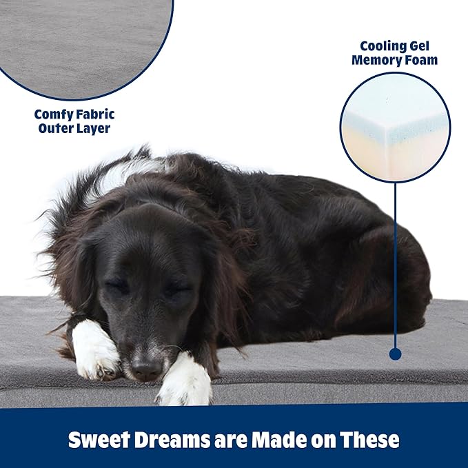 Barkbox Orthopedic Dog Bed with Memory Foam, Premium Comfort for Dogs and Puppies, Dog Bed for Joint Relief and Restful Sleep, Durable and Easy to Clean - Grey, XXL