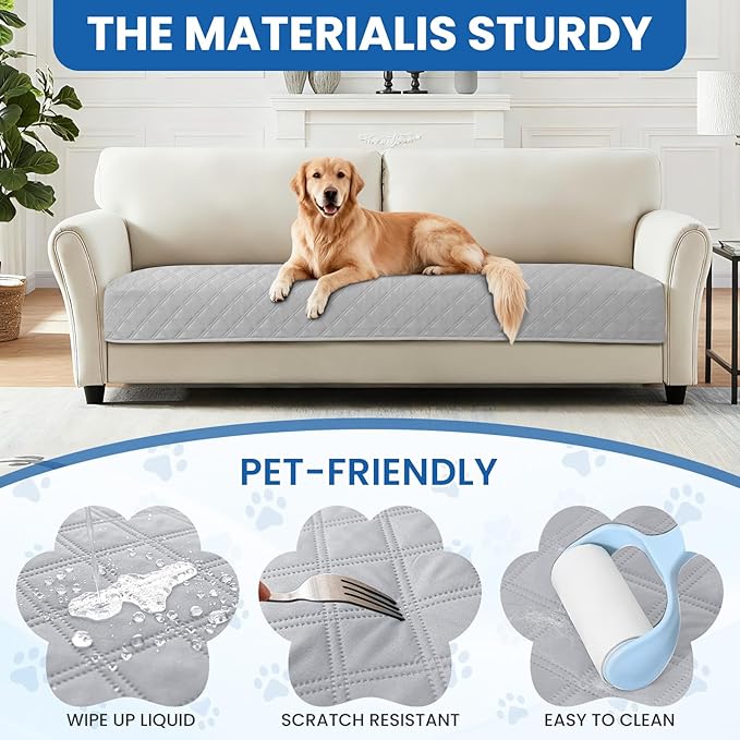 Waterproof Dog Bed Cover Pet Blanket, Soft Couch Cover for Dogs Washable, Non-Slip Dog Blanket Protect Furniture Couch Sofa Car for Puppy Large Dogs Cat (40x50 Inch, Light Grey)