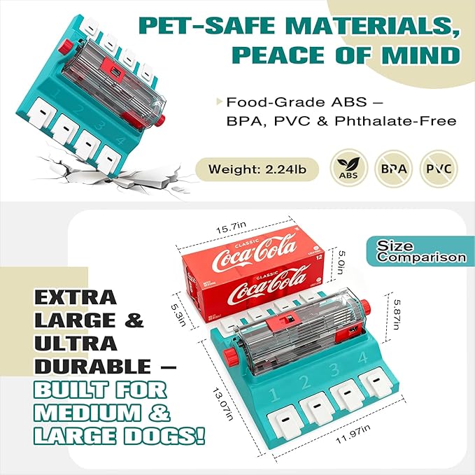 KADTC U.S. Brand & Design 2 Levels of Challenge - Extra Large Size Paw-Activated Rolling Dog Treat Puzzle Feeder Toys for Aggressive Chewers Dogs Food Dispenser Enrichment Toy Christmas New Year Gift