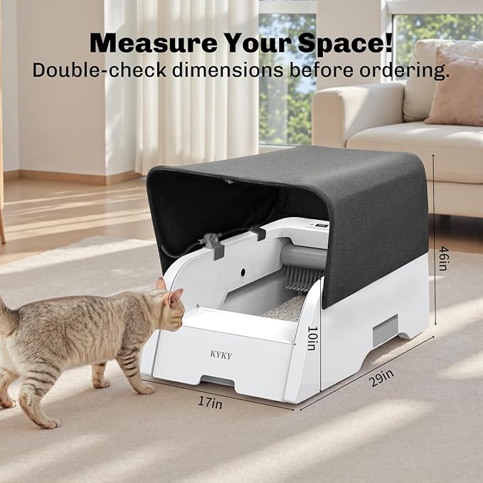 Self Cleaning Litter Box, Upgraded Automatic Cat Litter Box Self Cleaning with APP Control, Large Open Design for Single/Multiple Cats, Anti Pinch and Odorless（with Lid）