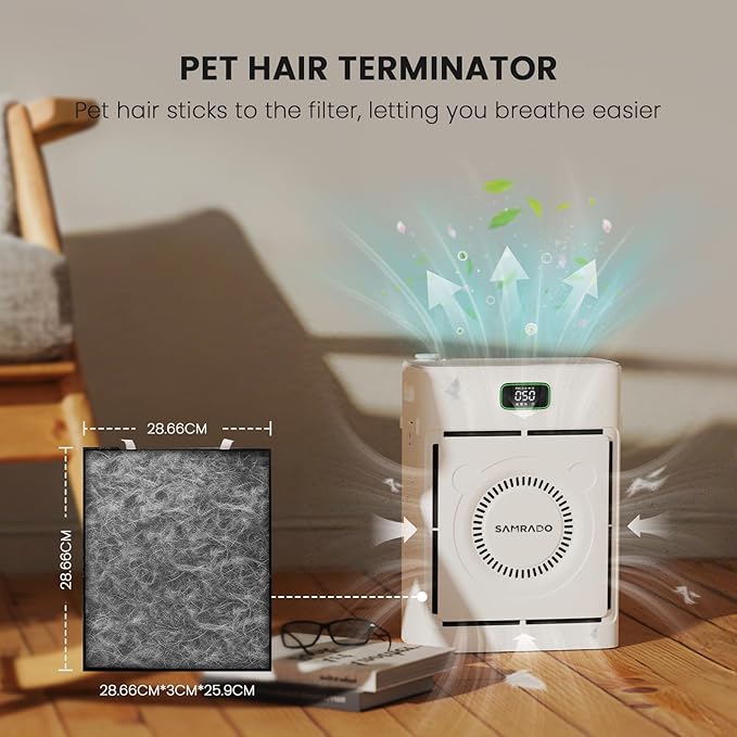 Air Purifier for Home Pets to 2500 Ft² with Smart WiFi, Double-sided H13 HEPA Air Purifier with 4-Level Aromatherapy Settings for Pet Hair Odor Smoke, Washable Pre-filter, PM2.5 Air Quality Monitor