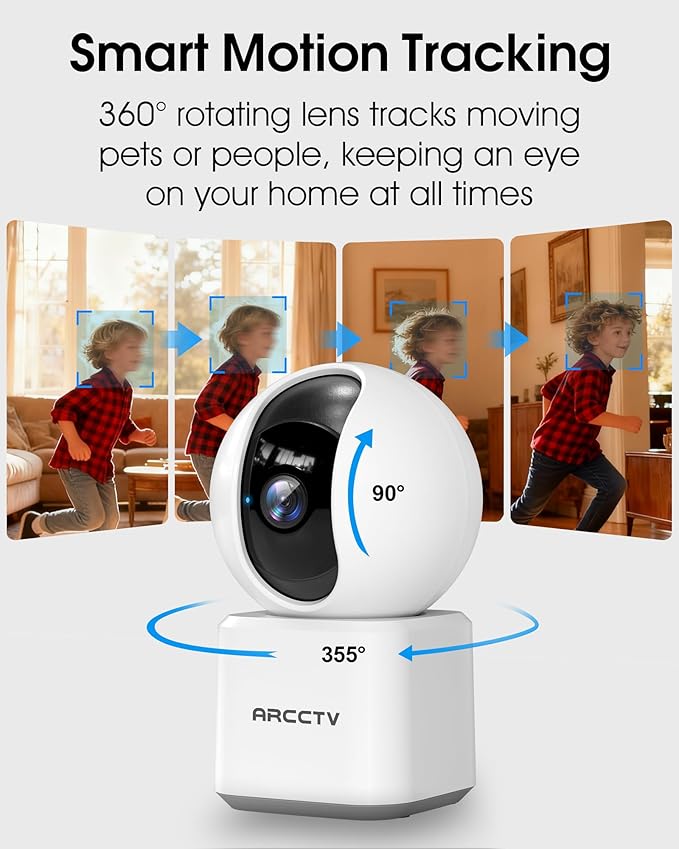 Cameras for Home Security, Pet Camera with WiFi 6&5GHz/2.4GHz, Motion Tracking Never Miss a Moment, 2-Way Audio, Night Vision, Compatible with Alexa Upgrades Your Idoor Security