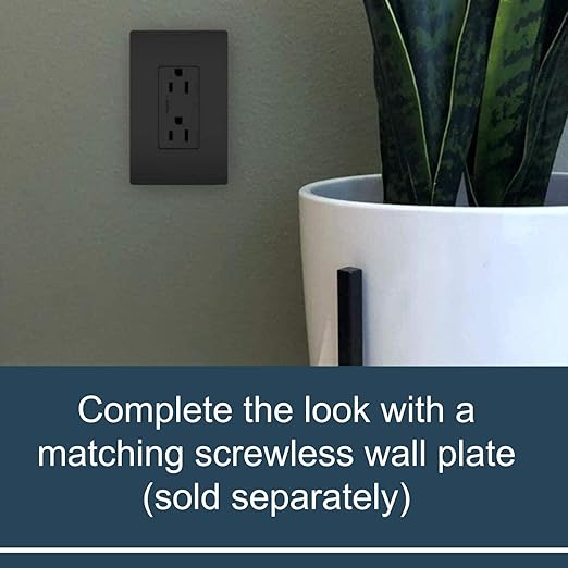 Legrand radiant 885BKCC12 15 Amp Decorator Duplex Outlet, Side Wire or Push Wire, Black (1 Count)