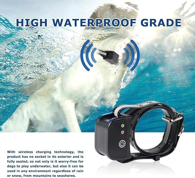DOTSTAR Wireless Dog Fence GPS Pet Training Collar Electric System, Dog Wireless Fence Adjustable Range 50-990 Feet, Wireless Charging Dog Fence, Fully Sealed Waterproof Collar Receiver