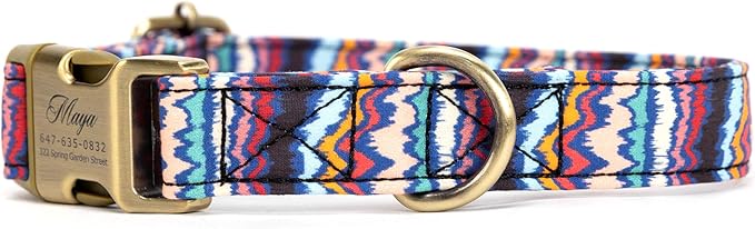 Personalized Dog Collar with Name and Phone Number Engraved,Adjustable Custom Puppy Collar,Organic Cotton Pet Collar for Small Medium Large Boy Girl Dogs