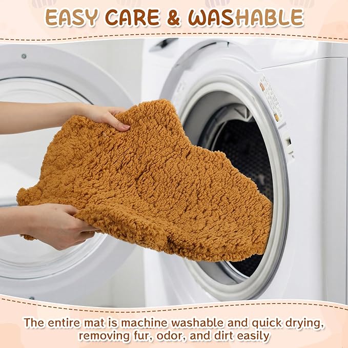 3 Pack Self Warming Cat Dog Bed Leaf Shape Self Heating Pet Mat Non Electric Washable Thermal Sleeping Pad Plush Heated Pet Mat for Crate Floor Indoor Outdoor(Orange,Medium-18 x24)