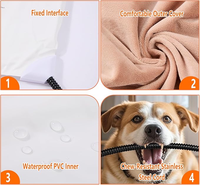 Annchwool Pet Heating Pad for Puppy Cat Dog-17.7 x 15.7in-6 Adjustable Temperature & 5 Timer-Waterproof Cat Dog Heating Pad with Chew-Resistant Cord-Heated Pad for Indoor Pets,Older,Pain Relief(Brown)