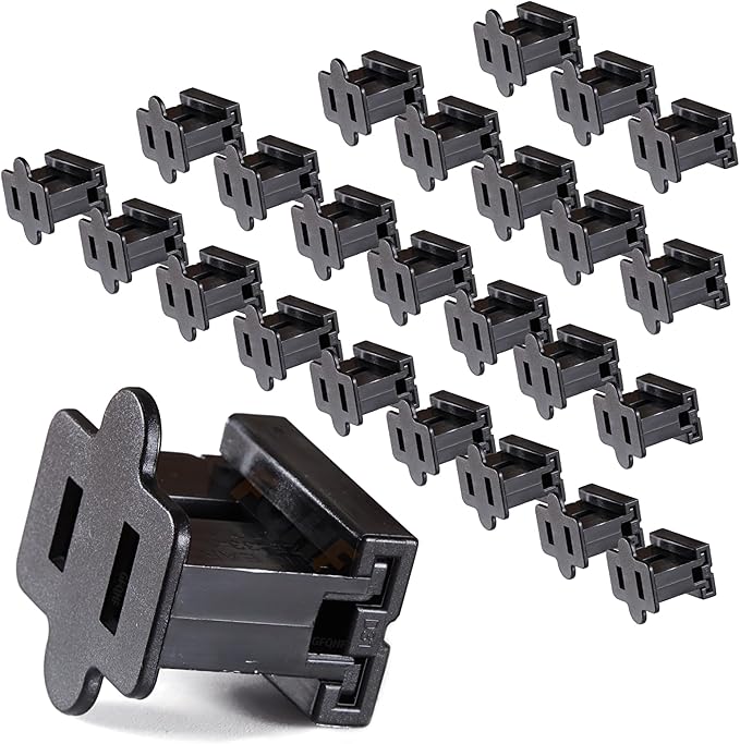 Female Vampire Plug - 25PCS SPT-1 Black Electric Plugs for Christmas Light Strings & Lamps and DIY Projects