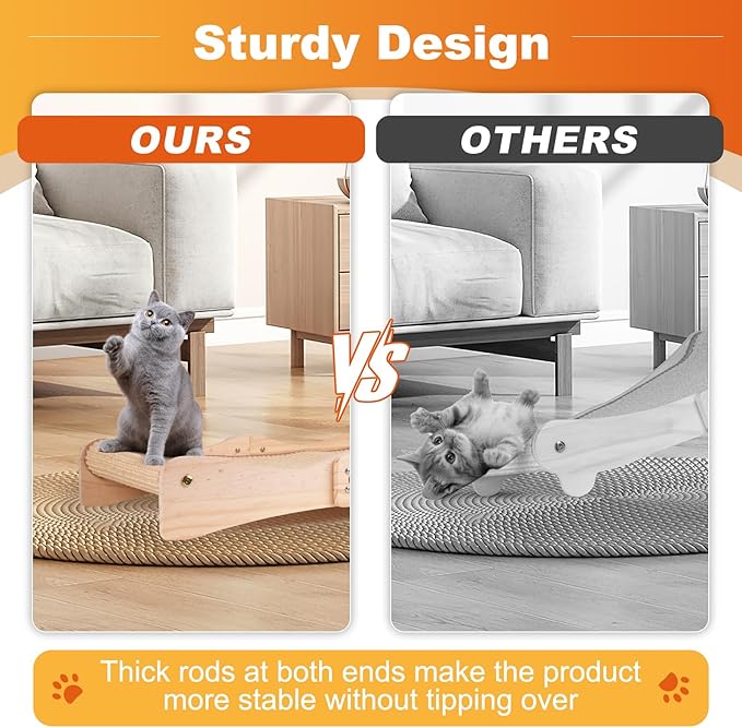 Sisal Cat Scratcher Bed,Extra Large Cat Scratch Post with Climbing Bed,Wooden Scratching Board with Sisal Pad for Kittens Cats and Small Animals Indoor Use