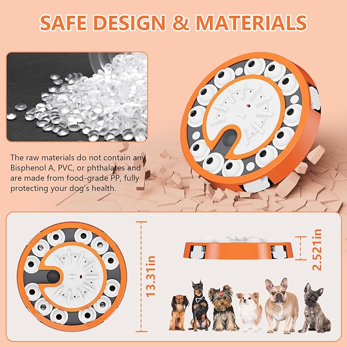 Dog Puzzle Toy, Level 3 in 1 Brain Mental Stimulation Dog Puzzles for Smart Dogs, Interactive Treat Dispenser Cognitive Enrichment Toys Puppy Puzzle Game for Mind Boredom-13.31"x13.31" Orange